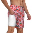 thumbnail image 1 of Uemuo Cartoon Strawberry Pattern Mens Swim Trunks Quick Dry Board Shorts with Mesh Lining, Stretch Beach Shorts Quick Dry No-Chafing Board Shorts-3X-Large, 1 of 9
