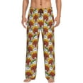 thumbnail image 1 of Uemuo Cartoon Sunflowers Pattern Men's Wide Leg Palazzo Lounge Pants with Pockets Light Weight Loose Comfy Casual Pajama Pants-Small, 1 of 9