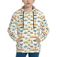 thumbnail image 1 of Uemuo Cartoon Transport Pattern Hooded Sweatshirt for Youth Pullover with Kangaroo Pocket Trendy youth sweatshirt Casual Hoodie for Boys and Girls-Large, 1 of 6