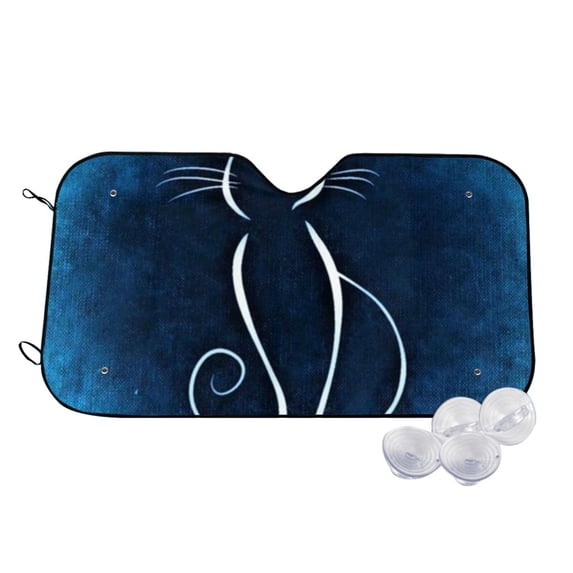 Uemuo Cat Sketch Pattern Accordion Car Windshield Sun Shade, Foldable Reflective Sun Visor for Car, Reflector Windshield Sunshade-Small