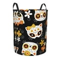 thumbnail image 1 of Uemuo Cat Skulls and Flowers Pattern Circular Laundry Hamper Basket with handles,Collapsible laundry basket,Large capacity laundry hamper,Laundry Organizer-, 1 of 8