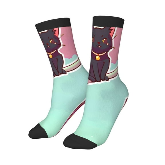 Uemuo Cats On Broomstick Printed Kids Boys Socks Seamless Crew Socks Crazy Funny Athletic Sport Socks for Children