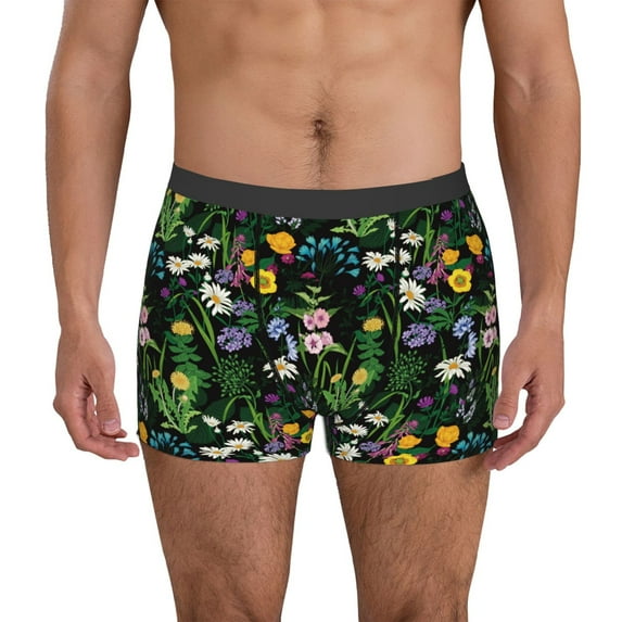 Uemuo Chamomile Pattern Men's Boxer Briefs,Trunk Anti-Chafing,Comfortable, Durable, and Stylish Underwear-