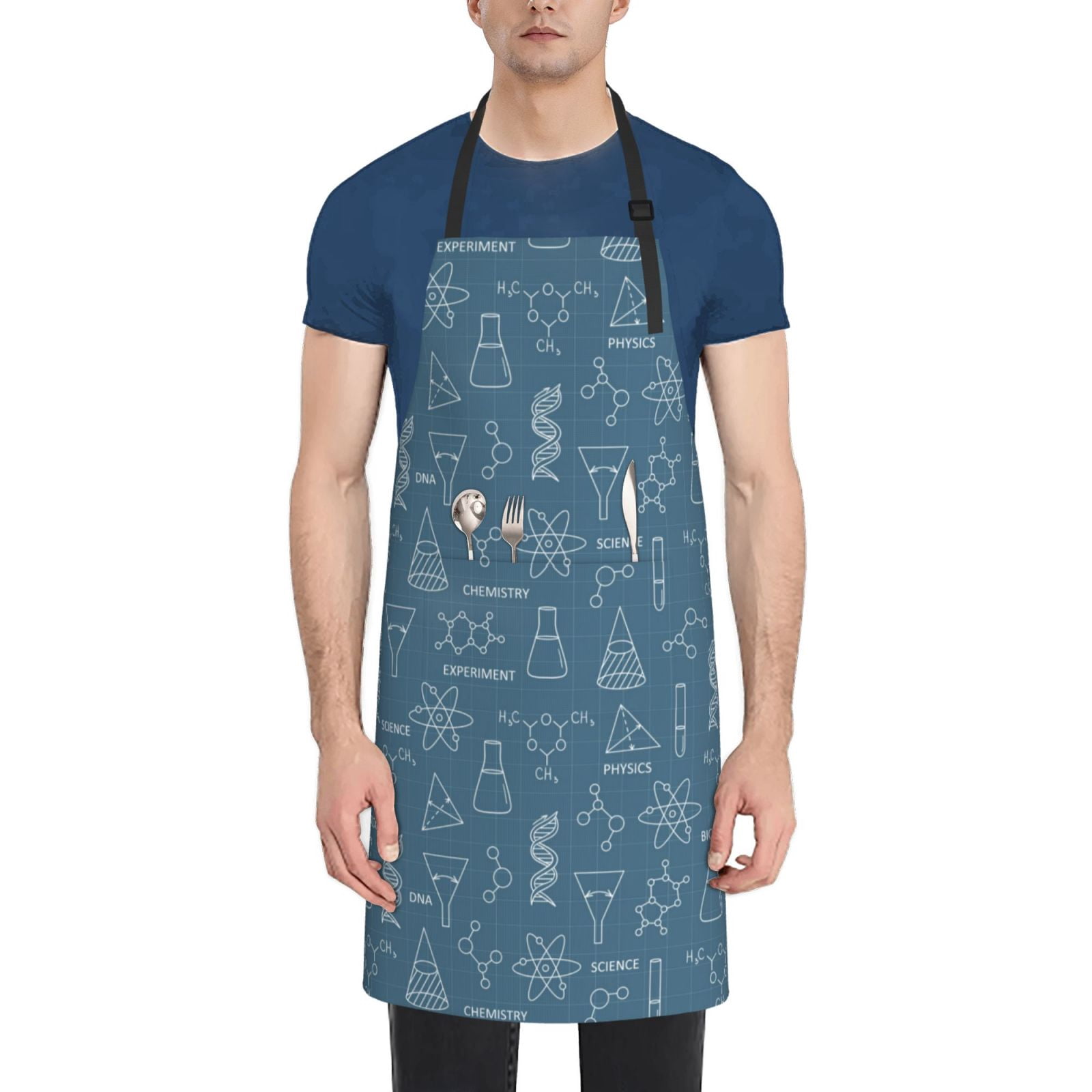 Uemuo Chemical Formulas And Objects Pattern Waterproof Apron Adjustable ...