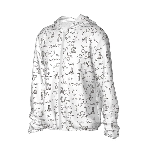 Uemuo Chemical Formulas Pattern Women's Full Zip UPF 50+ Sun Protection Hoodie Jacket Long Sleeve Sun Shirt Hiking Outdoor Performance with Pockets-Small