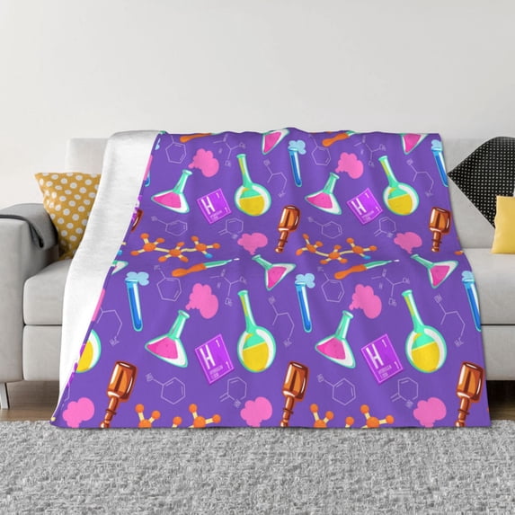 Uemuo Chemistry Tools Printed Throw Blanket for Couch, Fluffy Fuzzy Blankets for Bed, Sofa, Cozy Flannel Faux Fur Blanket-40"x30"