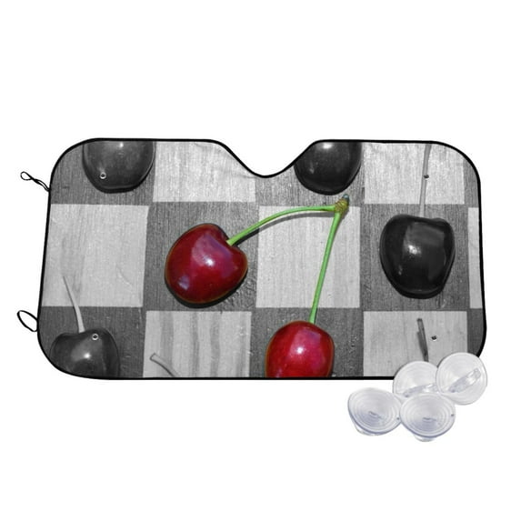Uemuo Cherries laid Pattern Accordion Car Windshield Sun Shade, Foldable Reflective Sun Visor for Car, Reflector Windshield Sunshade-Medium