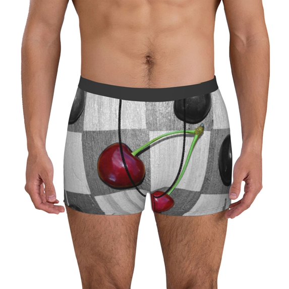 Uemuo Cherries laid Pattern Men's Boxer Briefs,Trunk Anti-Chafing,Comfortable, Durable, and Stylish Underwear-X-Large