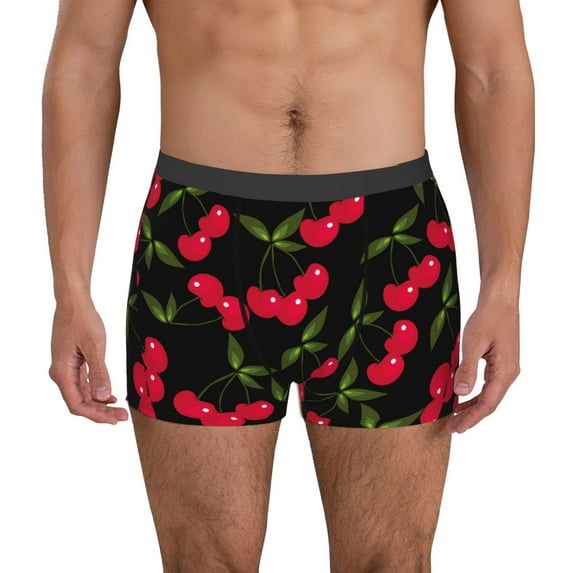Uemuo Cherry Pattern Men's Boxer Briefs,Trunk Anti-Chafing,Comfortable, Durable, and Stylish Underwear-XX-Large