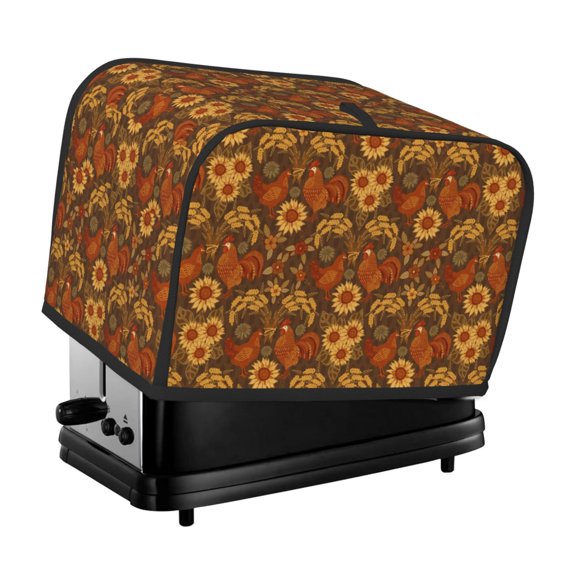 Uemuo Chicken And Rooster Print Toaster Cover 2 Slice, Small Kitchen Appliance Covers, Toaster Oven Cover with Loop, Bread Machine Cover Dust Cover Protection
