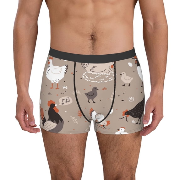 Uemuo Chicken Pattern Men's Boxer Briefs,Trunk Anti-Chafing,Comfortable, Durable, and Stylish Underwear-Large