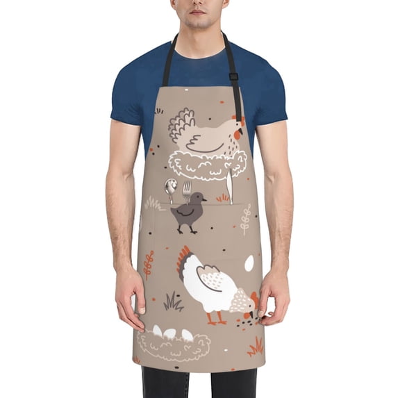 Uemuo Chicken Pattern Waterproof Apron Adjustable Dishwasher Apron- Apron for Women Men Heavy Duty Work Apron for Dishwashing Chemical Lab