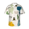 thumbnail image 1 of Uemuo Childish Dinosaur Printed Regular Fit Short Sleeve Casual Hawaiian Shirt for Men,Aloha shirt,Tropical shirt,Floral print shirt,Vacation Beach shirt-Small, 1 of 9