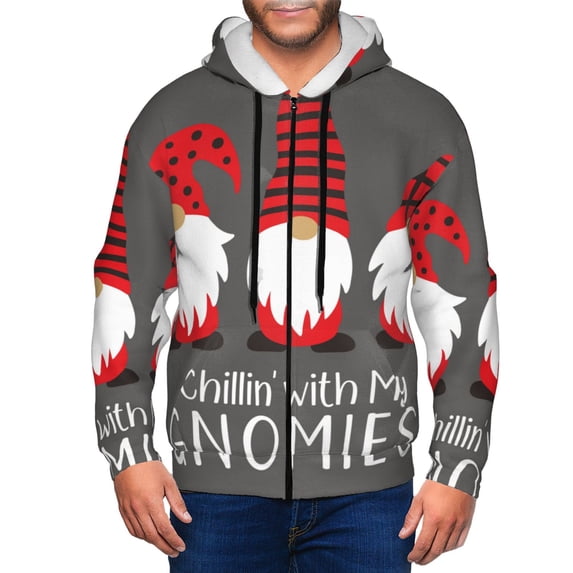 Uemuo Chillin with My Gonme for Men's Fashion Full-zip Hoodies & Sweatshirts with Kangaroo Pocket, Zip-up Hooded Sweatshirt, Moisture Wicking & Breathable-X-Large