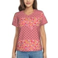 thumbnail image 1 of Uemuo Chocolate with Flowing Cream Printed Women's Classic V-Neck T-Shirt - Soft, Breathable, Moisture-Wicking, Perfect for Casual, Office, Travel, and Everyday Wear-Medium, 1 of 5