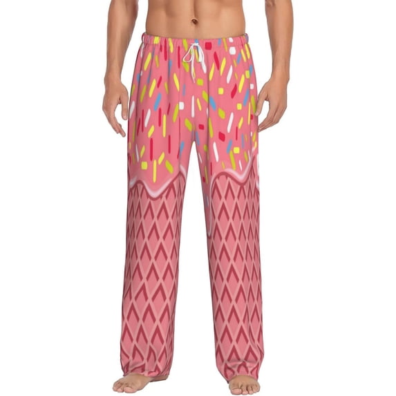 Uemuo Chocolate with Flowing Cream Pattern Men's Wide Leg Palazzo Lounge Pants with Pockets Light Weight Loose Comfy Casual Pajama Pants-Small
