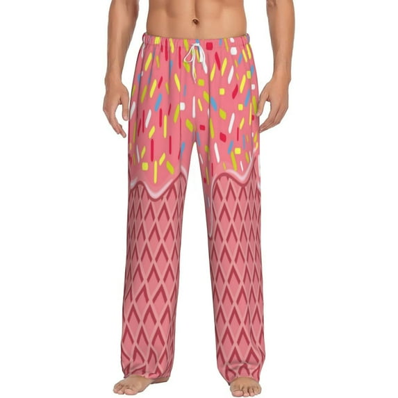 Uemuo Chocolate with Flowing Cream Pattern Men's Wide Leg Palazzo Lounge Pants with Pockets Light Weight Loose Comfy Casual Pajama Pants-XX-Large