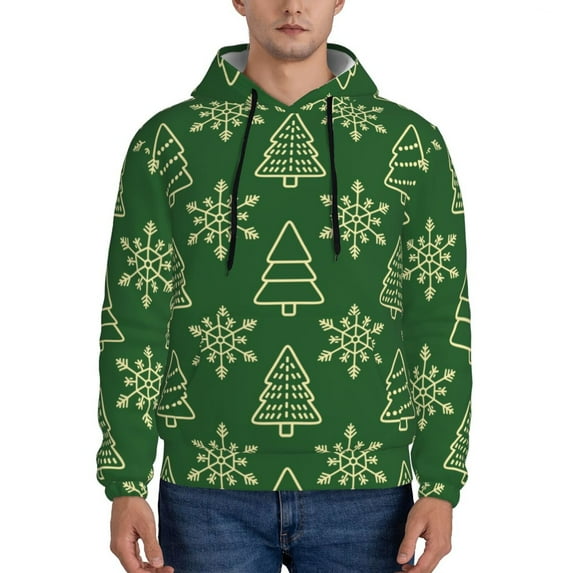 Uemuo Christmas (2) Pattern Men's Hoodie - Casual Pullover Hoodie with Kangaroo Pocket, Stylish Hooded Sweatshirt for Everyday Wear-XX-Large