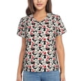 thumbnail image 1 of Uemuo Christmas Cat Printed Women's Classic V-Neck T-Shirt - Soft, Breathable, Moisture-Wicking, Perfect for Casual, Office, Travel, and Everyday Wear-Small, 1 of 5