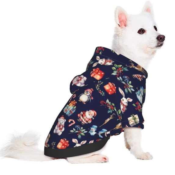 Uemuo Christmas Critters Delight for Winter Dog Hoodie Sweatshirts with Pockets Warm Dog Clothes for Small Dogs Chihuahua-Large