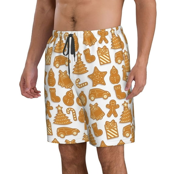 Uemuo Christmas Elements Pattern Men's Swim Trunks Hawaiian Beach Bathing Suit Swimsuits Beach Quick-Dry Shorts with Pockets-3X-Large