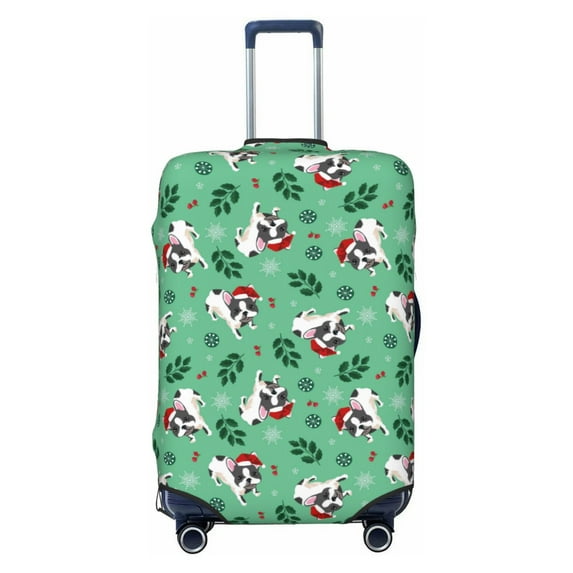 Uemuo Christmas French Bulldog Printed Washable Luggage Cover - Fashion Suitcase Protector Fits 18-32 Inch Luggage -Small