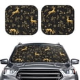 thumbnail image 1 of Uemuo Christmas Gold Deers1 Printed 2 PCS Car Windshield Sun Shade, Auto Sun Heat and UV Rays Blocker, Foldable Automotive Front Window Sunshade Protector, 1 of 7