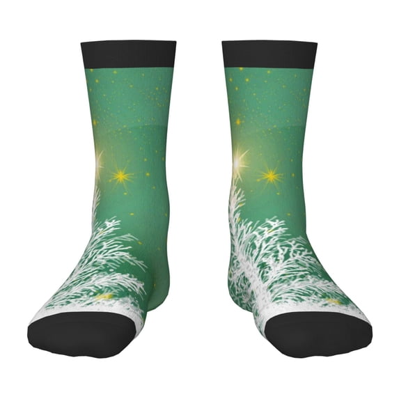 Uemuo Christmas Green Printed Kids Boys Socks Seamless Crew Socks Crazy Funny Athletic Sport Socks for Children
