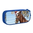 thumbnail image 1 of Uemuo Christmas Horse Printed Pencil Pen Case, Portable Pencil Pouch with Zipper, Compact Stationery Bag Makeup Bag, Pencil Bag for Home Office, 1 of 1