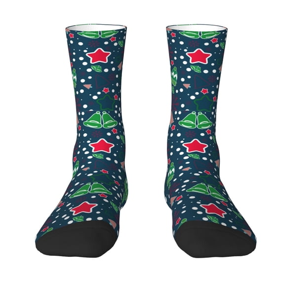 Uemuo Christmas Pattern Women's Crew Socks, Soft Durable Breathable Moisture-Wicking with Odor Control Cotton socks