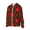 thumbnail image 1 of Uemuo Christmas Plaid Flower Pattern Women's Full Zip UPF 50+ Sun Protection Hoodie Jacket Long Sleeve Sun Shirt Hiking Outdoor Performance with Pockets-Large, 1 of 9