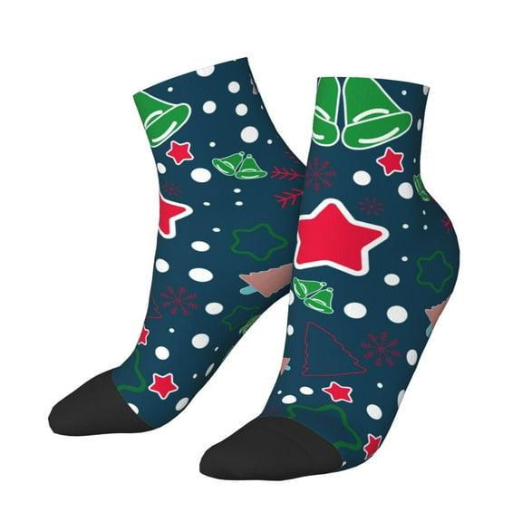 Uemuo Christmas Printed Crew Socks, Moisture-Wicking Socks, Athletic Socks for Men Breathable Cushion Socks Casual Sport Socks for Running Traveling