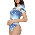 thumbnail image 1 of Uemuo Christmas Snowman In The Snow Pattern Women's One Piece Short Sleeve Swimsuit Rash Guard Surfing Modest Quick-drying Swimsuit Beach Essentials-Medium, 1 of 9