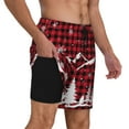 thumbnail image 1 of Uemuo Christmas Tree Buffalo Plaid Pattern Mens Swim Trunks Quick Dry Board Shorts with Mesh Lining, Stretch Beach Shorts Quick Dry No-Chafing Board Shorts-Large, 1 of 9