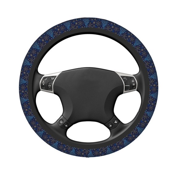 Uemuo Christmas Tree Printed Car Elastic Steering Wheel Cover - Universal Car Accessory for Diverse Cars Anti-Slip, and Comfortable- 15"