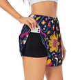 thumbnail image 1 of Uemuo Cinco De Mayo Floral Pattern Women's Athletic Shorts High Waisted Running Shorts with Liner Pockets Gym Elastic Workout Shorts-X-Large, 1 of 9