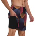 thumbnail image 1 of Uemuo Circular Stripes Pattern Mens Swim Trunks Quick Dry Board Shorts with Mesh Lining, Stretch Beach Shorts Quick Dry No-Chafing Board Shorts-Small, 1 of 9