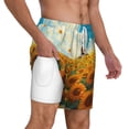 thumbnail image 1 of Uemuo Clear Sky Sunflower Pattern Mens Swim Trunks Quick Dry Board Shorts with Mesh Lining, Stretch Beach Shorts Quick Dry No-Chafing Board Shorts-Large, 1 of 9