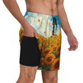 thumbnail image 1 of Uemuo Clear Sky Sunflower Pattern Mens Swim Trunks Quick Dry Board Shorts with Mesh Lining, Stretch Beach Shorts Quick Dry No-Chafing Board Shorts-Medium, 1 of 9