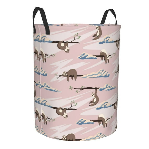 Uemuo Cloud Sloth Pattern Circular Laundry Hamper Basket with handles,Collapsible laundry basket,Large capacity laundry hamper,Laundry Organizer-Medium