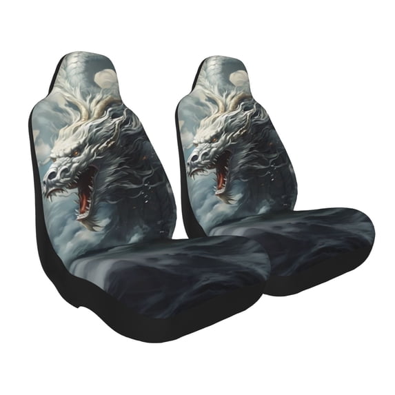Uemuo Cloud White Dragon Pattern Car Seat Covers for Front Seats Waterproof Seat Covers for Cars, Universal Auto Front Seats Protector Fits for Car-1