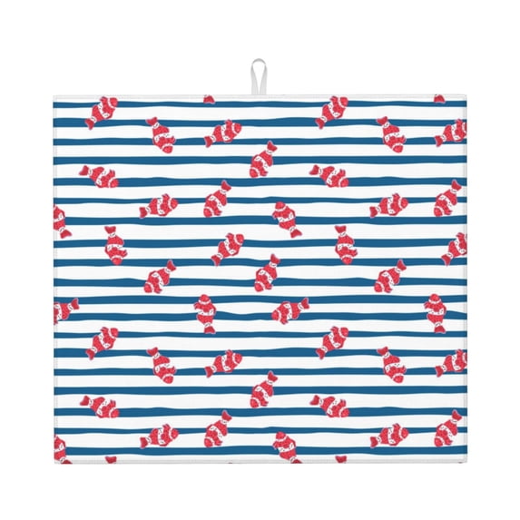 Uemuo Clown Fish Pattern Dish Drying Mat,16*18 inch Absorbent Dish Drainer Kitchen Counter,Large Size Dish Drying Pad for Countertops,Sinks,Draining Racks