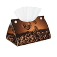 thumbnail image 1 of Uemuo Coffee Beans Pattern Tissue Box Cover Holder, Triangle with Bottom Belt - PVC Leather Decorative Organizer for Tabletop, Bathroom, Car, Office, 1 of 9