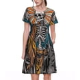 thumbnail image 1 of Uemuo Coffee-Drinking Skull Print Womens Summer Dress Casual Swing Short Sleeve Sundresses Beach A-line Shift Dress, 1 of 6