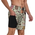 thumbnail image 1 of Uemuo Coffee Makers Macaroons Chocolate Pattern Mens Swim Trunks Quick Dry Board Shorts with Mesh Lining, Stretch Beach Shorts Quick Dry No-Chafing Board Shorts-Large, 1 of 9