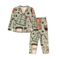 thumbnail image 1 of Uemuo Coffee Makers Macaroons Chocolate Pattern Womens Pajama Sets,PJ Set for Women,Pajamas for Women Logo,Long Sleeve Pajama Set for Women,Soft Long Sleeve Top With Pants-Medium, 1 of 9