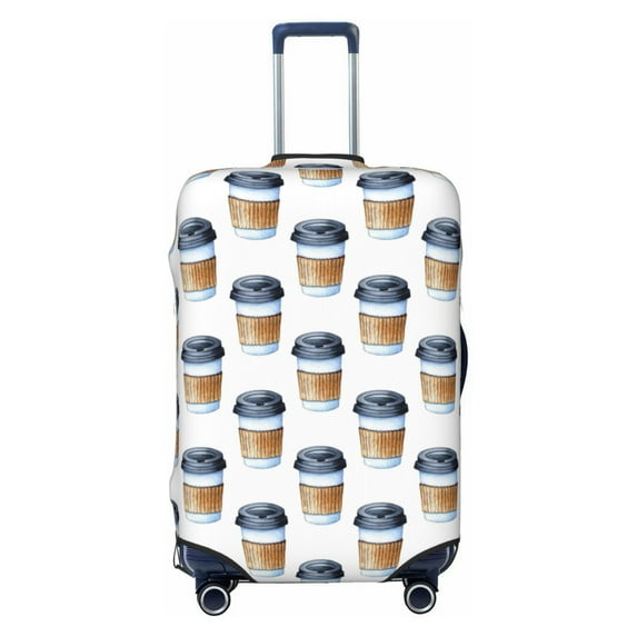 Uemuo Coffee To Go Pattern Printed Washable Luggage Cover - Fashion Suitcase Protector Fits 18-32 Inch Luggage -X-Large