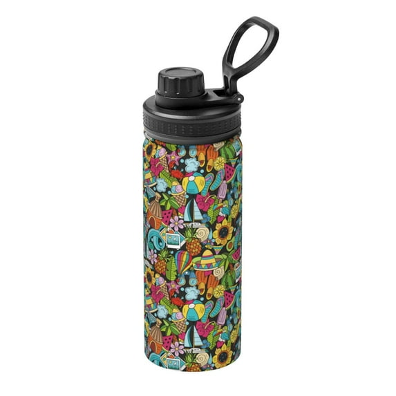 Uemuo Color Summer 18OZ Insulated Kettle, Sports Water Bottle, Stainless Steel Kettle, Vacuum Insulated Flask, Flip Lid Travel Mug