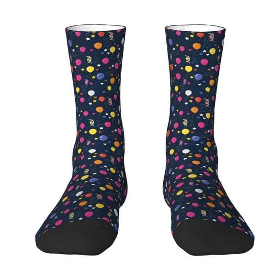 Uemuo Colored Balloons Pattern Women's Crew Socks, Soft Durable Breathable Moisture-Wicking with Odor Control Cotton socks