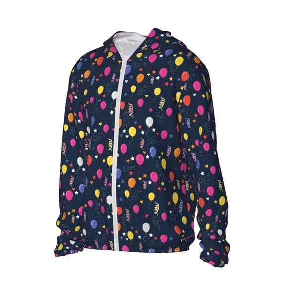 Uemuo Colored Balloons Pattern Women's Full Zip UPF 50+ Sun Protection Hoodie Jacket Long Sleeve Sun Shirt Hiking Outdoor Performance with Pockets-XX-Large